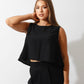 Sleeveless Tank Top & Wide Leg Pants Lounge Set - Black