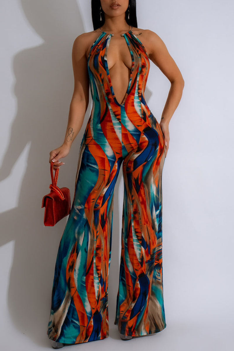 Women V Cut One Piece Jumpsuit