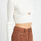 MOCK NECK CROP TOP WITH CUT OUT