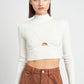 MOCK NECK CROP TOP WITH CUT OUT