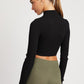 MOCK NECK CROP TOP WITH CUT OUT