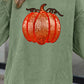 Apricot Crinkle Ribbed Halloween Sequin Pumpkin Graphic Sweatshirt