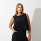 Sleeveless Tank Top & Wide Leg Pants Lounge Set - Black