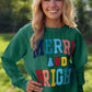 Blackish Green Merry And Bright Cable Knit Pullover Sweatshirt