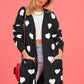 Heart Graphic Open Front Cardigan with Pockets