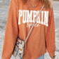 Orange Crinkle Ribbed PUMPKIN Spice Graphic Crewneck Sweatshirt