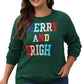 Blackish Green Merry And Bright Cable Knit Pullover Sweatshirt