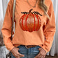 Apricot Crinkle Ribbed Halloween Sequin Pumpkin Graphic Sweatshirt