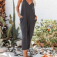 Solid Color V-Neck Pocket Jumpsuit HN4HHH66KN