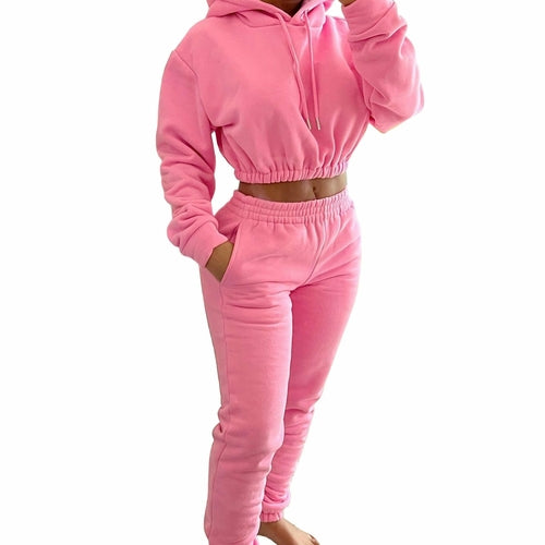 Women's Spring And Winter Plush Sports Casual Suit Hoodie+Jogging Pant