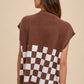 Annie Wear Checkered Button Down Short Sleeve Cardigan