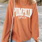 Orange Crinkle Ribbed PUMPKIN Spice Graphic Crewneck Sweatshirt