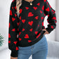 Heart Round Neck Long Sleeve Sweater