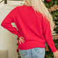 Fiery Red Tinsel Merry Letter Drop Shoulder Baggy Sweater