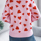 Heart Round Neck Long Sleeve Sweater