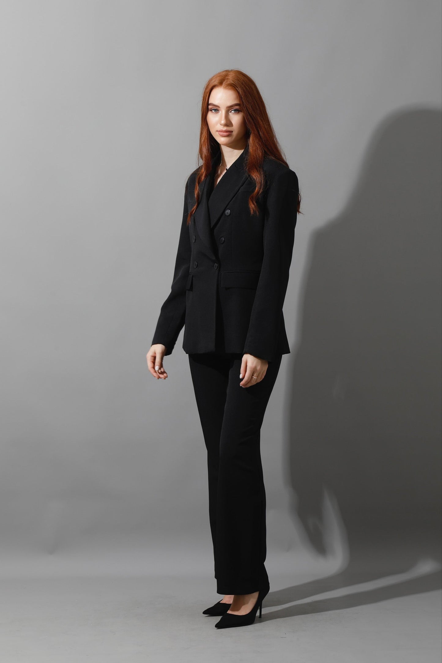 Double Breasted Blazer, Pants & Vest Set - Black