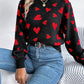 Heart Round Neck Long Sleeve Sweater