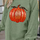 Apricot Crinkle Ribbed Halloween Sequin Pumpkin Graphic Sweatshirt