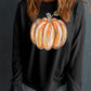 Black Fall Pumpkin Graphic Drop Shoulder Sweatshirt