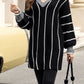 Striped V-Neck Long Sleeve Sweater