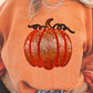 Apricot Crinkle Ribbed Halloween Sequin Pumpkin Graphic Sweatshirt