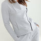 Women's Oversized Collar Zip-Up Moto Jacket In Heather Grey