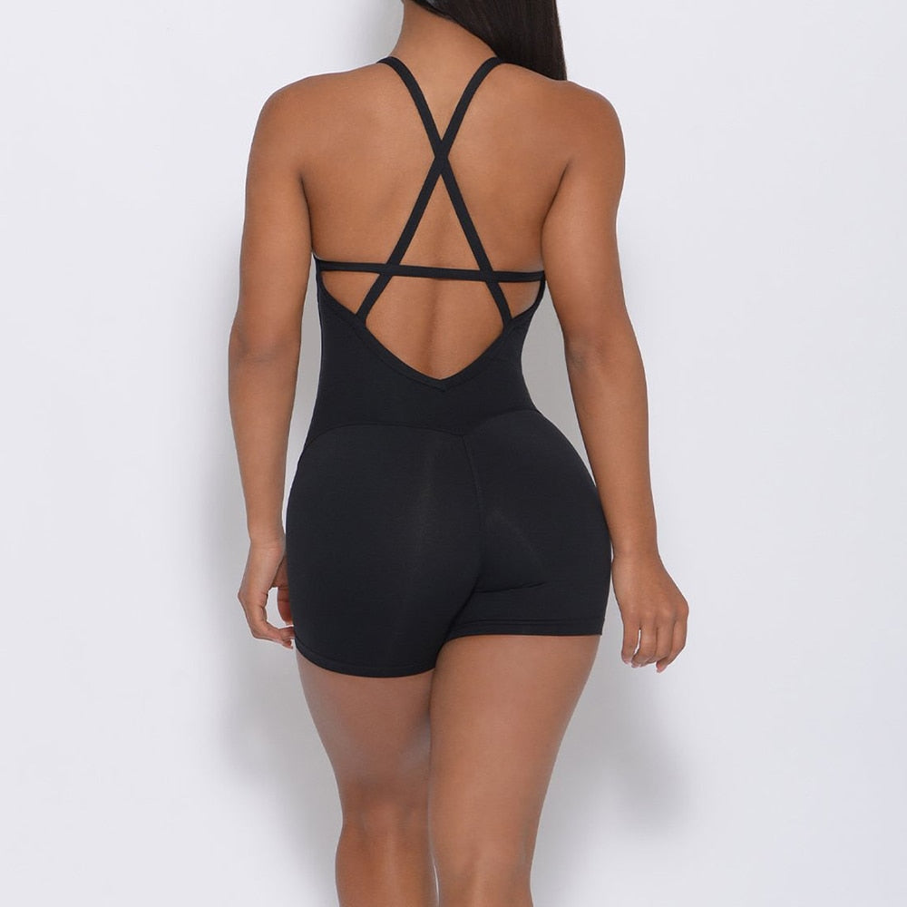 Women Yoga Backless Jumpsuit Workout Catsuit Bodysuit Sleeveless Gym Bodycon Romper Sportswear Fitness Yoga Suit Sexy One Piece