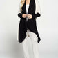 Open Front Draped Cardigan with Color Block Sleeve Detail