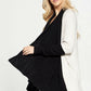 Open Front Draped Cardigan with Color Block Sleeve Detail