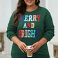 Blackish Green Merry And Bright Cable Knit Pullover Sweatshirt