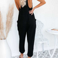 Solid Color V-Neck Pocket Jumpsuit HN4HHH66KN