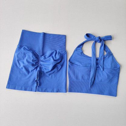 Alpha Women Seamless Backless High Waist Scrunched Short Pants 50010850 Alpha C Apparel Blue / L