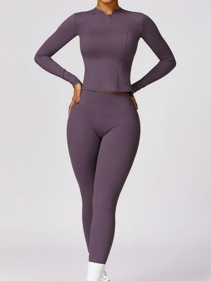 Zip Tight Long Sleeve Yoga Wear Outdoor Running Sports T-Shirt HEQ6HQ85ZM Active Tees & Tanks Alpha C Apparel L / Purple