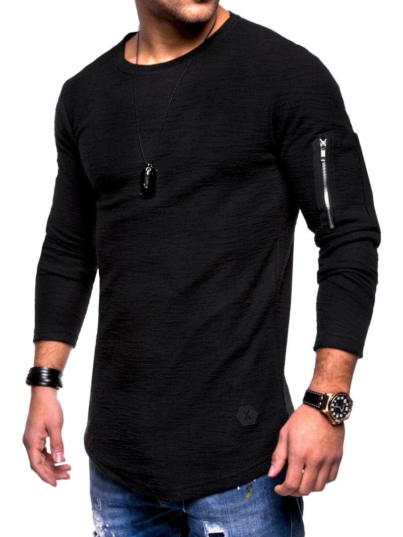 Alpha C Top Slim Lg onSleeve Model T Shirts Alpha C Apparel Black / 3XL