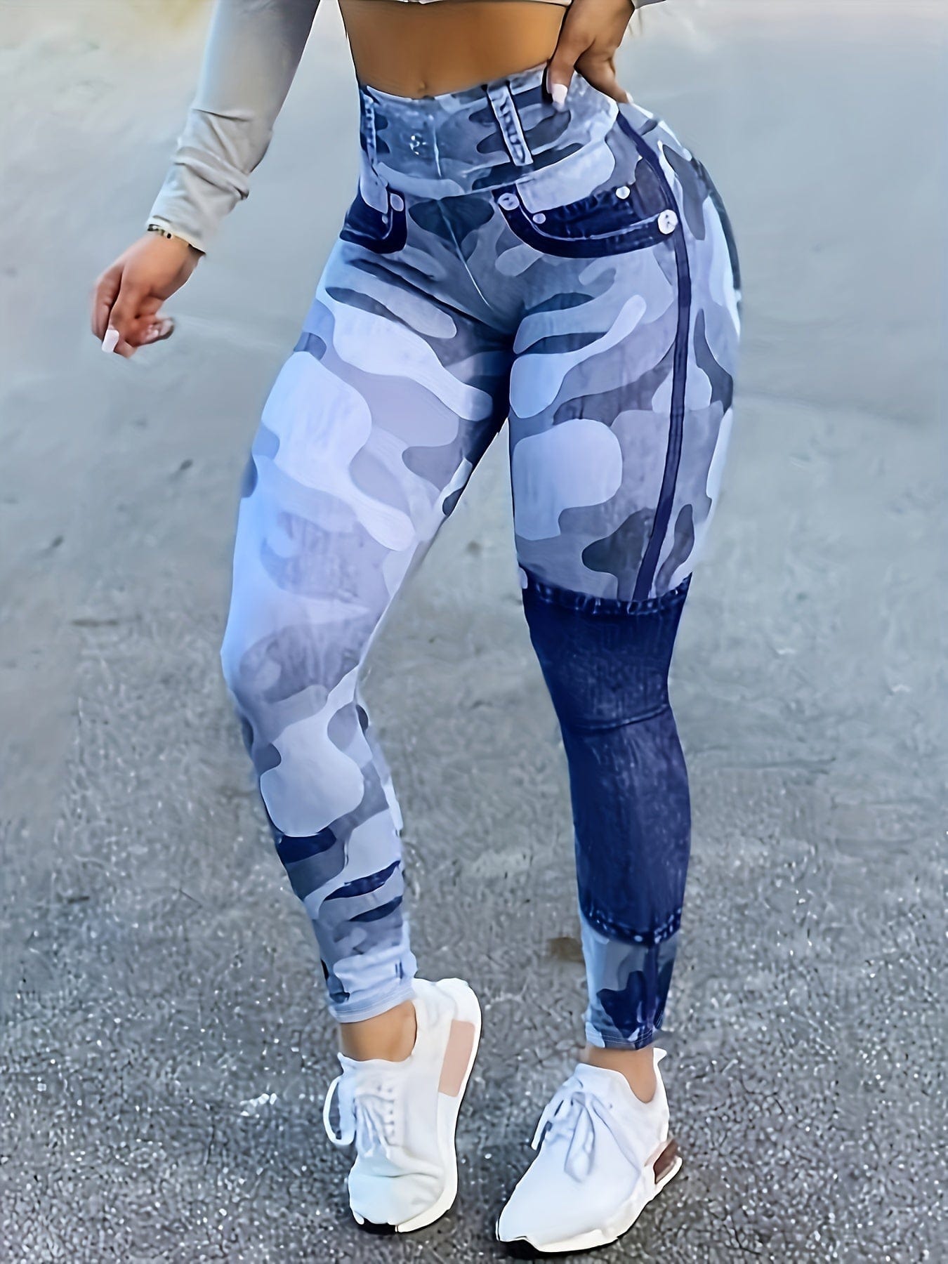 Camouflage Pattern Yoga Pants, Stretch Running Fitness Workout Leggings, Women's Activewear Alpha C Apparel
