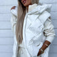 White Quilted Zipper Front Thermal Hooded Vest Coat Coats Alpha C Apparel