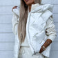 White Quilted Zipper Front Thermal Hooded Vest Coat Coats Alpha C Apparel