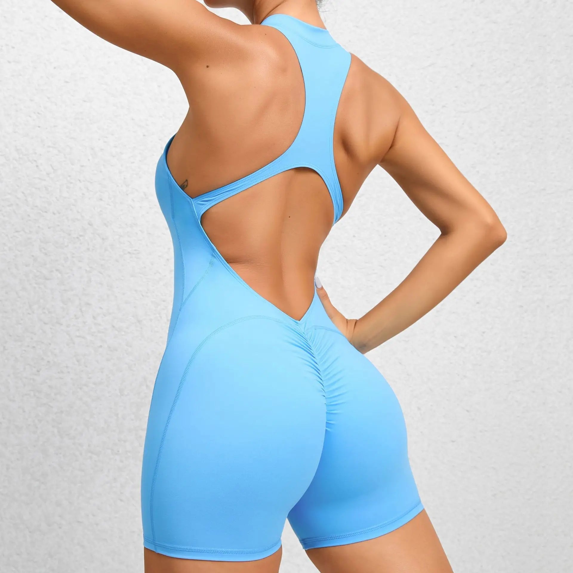 Zipper Sporty Jumpsuit Woman Lycra Short Fitness Gym Overalls 2023 New Workout Clothes for Women Sport Set Yoga Clothing Blue Alpha C Apparel Flame Blue / S