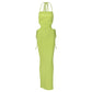 Lace-up Backless Side Cut-out Slim-Fit Halter Dress Alpha C Apparel Green / S