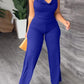 V-Pile Tie - Up Backless Casual Wide-Leg Jumpsuit
 HWUBKQ2MHQ Jumpsuits Alpha C Apparel L / L415 Royal Blue