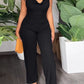 V-Pile Tie - Up Backless Casual Wide-Leg Jumpsuit
 HWUBKQ2MHQ Jumpsuits Alpha C Apparel M / L415 Black