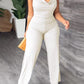 V-Pile Tie - Up Backless Casual Wide-Leg Jumpsuit
 HWUBKQ2MHQ Jumpsuits Alpha C Apparel M / L415 White