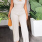 V-Pile Tie - Up Backless Casual Wide-Leg Jumpsuit
 HWUBKQ2MHQ Jumpsuits Alpha C Apparel