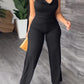 V-Pile Tie - Up Backless Casual Wide-Leg Jumpsuit
 HWUBKQ2MHQ Jumpsuits Alpha C Apparel