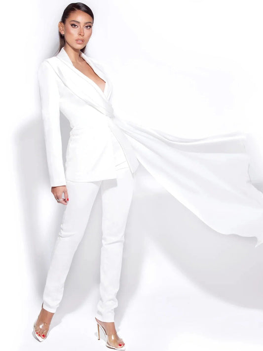 Upgrade Your Office Style with Chic Autumn Suit Set - Perfect for Professional Women! Alpha C Apparel L / white