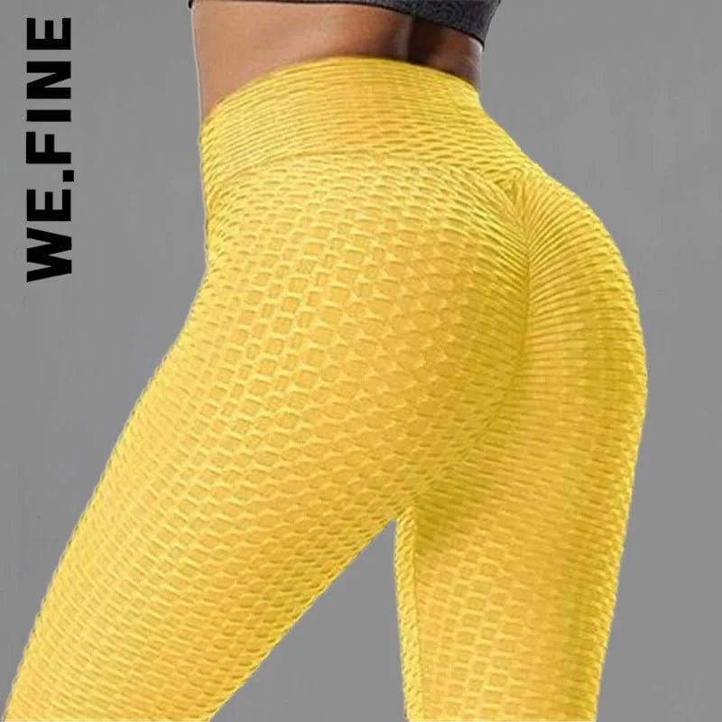 We.Fine Women Leggings Fashion High Waist Gym Tights Women's Leggings Seamless Bubble Female Clothing Sporty Leggings Woman Alpha C Apparel Light Yellow / XS