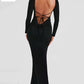 Stunning Alpha C Lace-up Dress for Women - Elegant & Chic long dress Alpha C Apparel S / Black