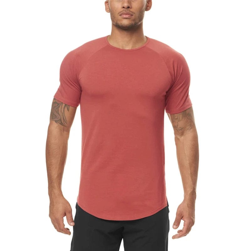 Men's Slim Fit Fitness T shirt Solid Color Gym Clothing Bodybuilding Tight T-shirt Quick Dry Sportswear Training Tee shirt Homme Alpha C Apparel