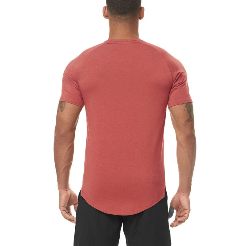 Men's Slim Fit Fitness T shirt Solid Color Gym Clothing Bodybuilding Tight T-shirt Quick Dry Sportswear Training Tee shirt Homme Alpha C Apparel