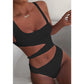 New solid bikini European and American sexy bikini women's chest strap integrated swimsuit Alpha C Apparel